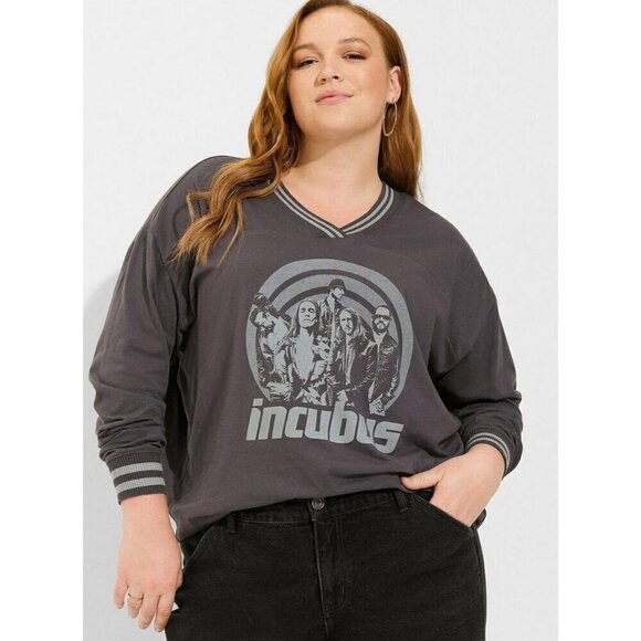Torrid Incubus Rock Band Women's Jersey Gray Cropped Shirt Tee 3X NEW - Picture 1 of 5